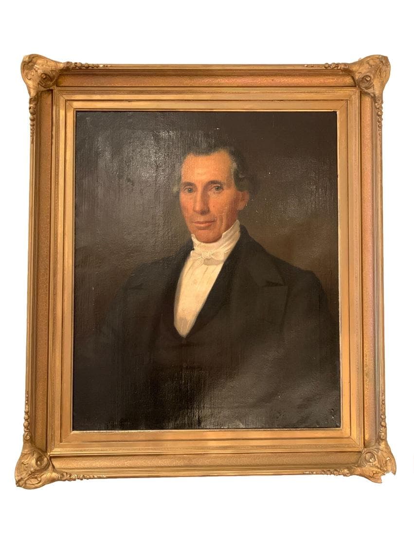Antique oil painting, framed, archived catalog photograph