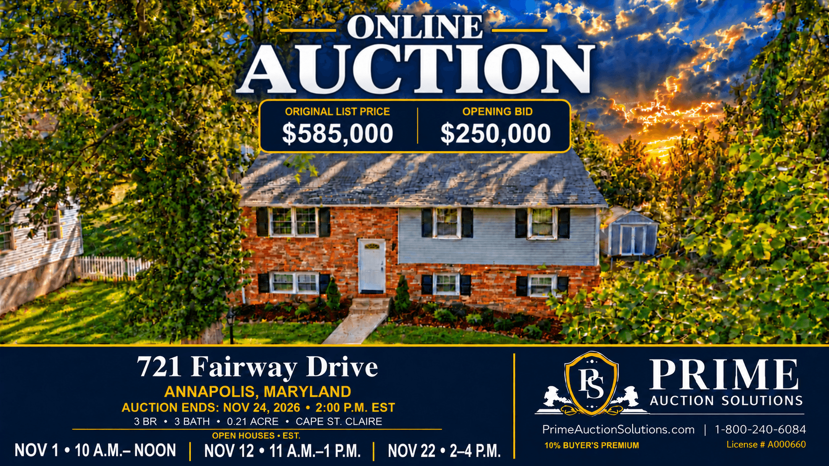 Online real estate auction — 721 Fairway Drive, Annapolis, MD 21409