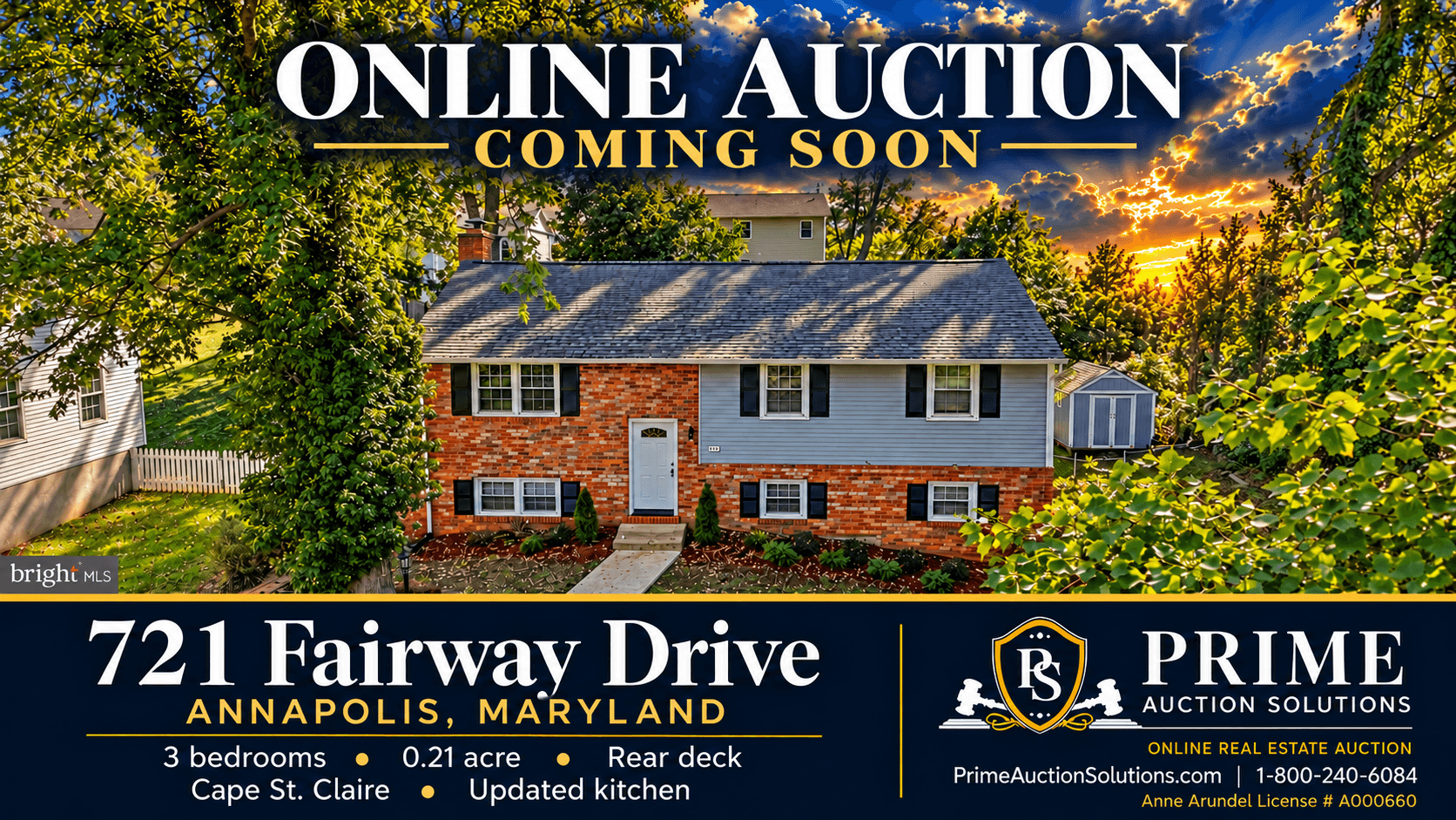 Front of the home at 721 Fairway Drive in the Cape St. Claire area of Annapolis, Maryland