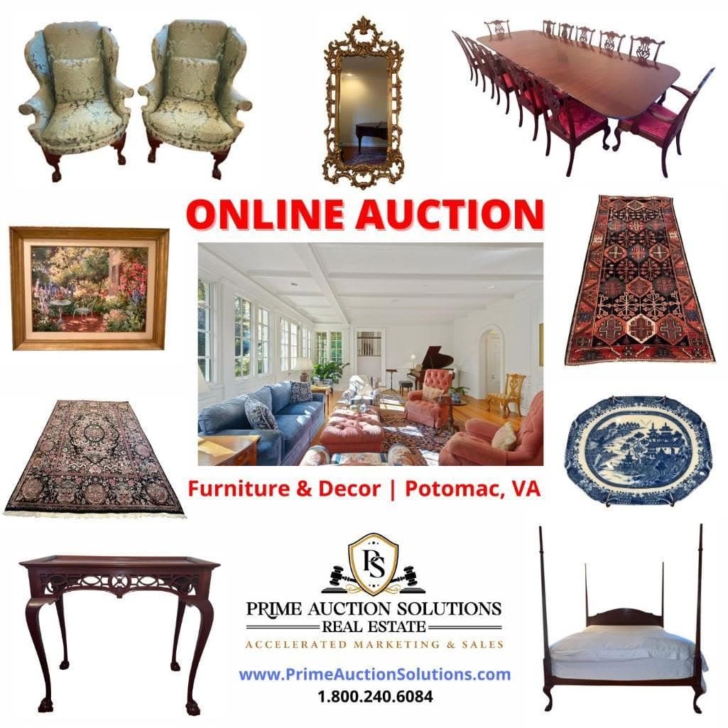 Prime NBA All-Star Potomac mansion downsizing campaign artwork showing furniture and decor