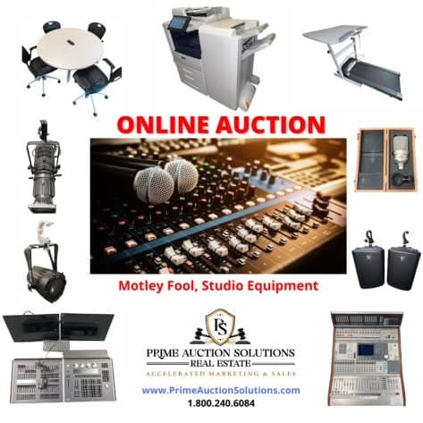 Prime Motley Fool studio equipment auction campaign artwork