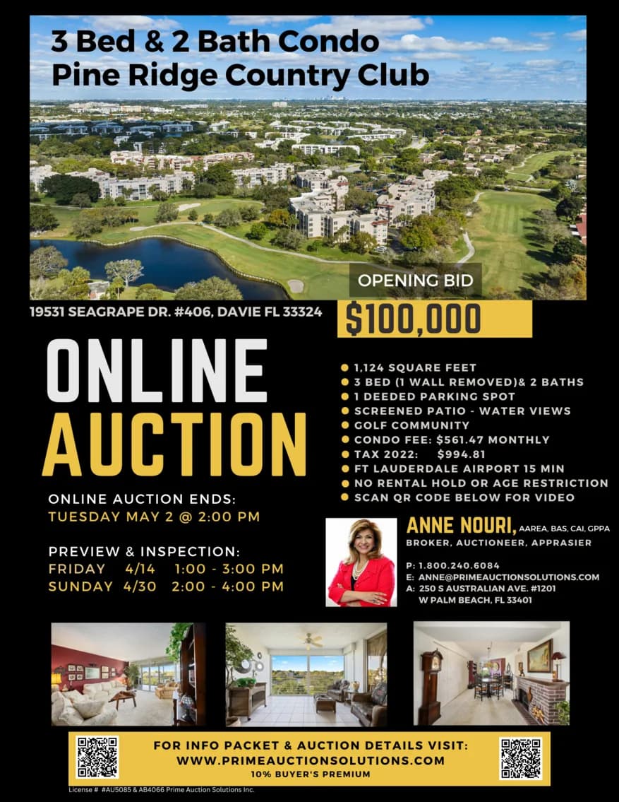 Davie Condo Real Estate Online Auction, Pine Island Ridge Golf Community — auction photograph 1
